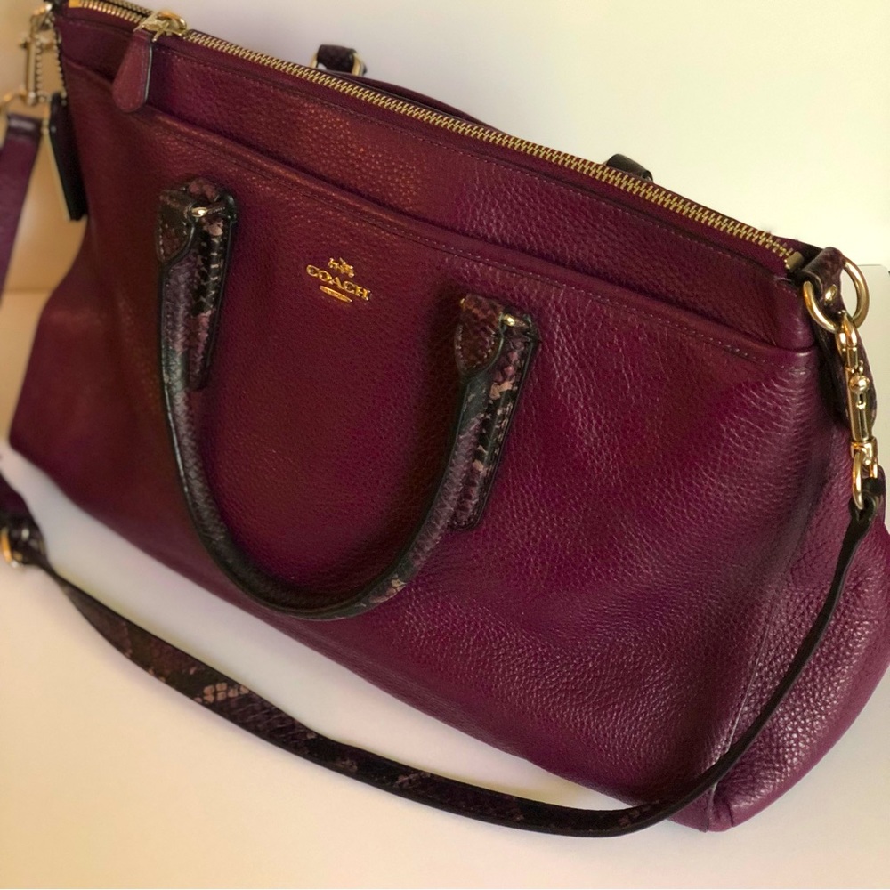 COACH Satchel Purse with Snakeskin Handle
